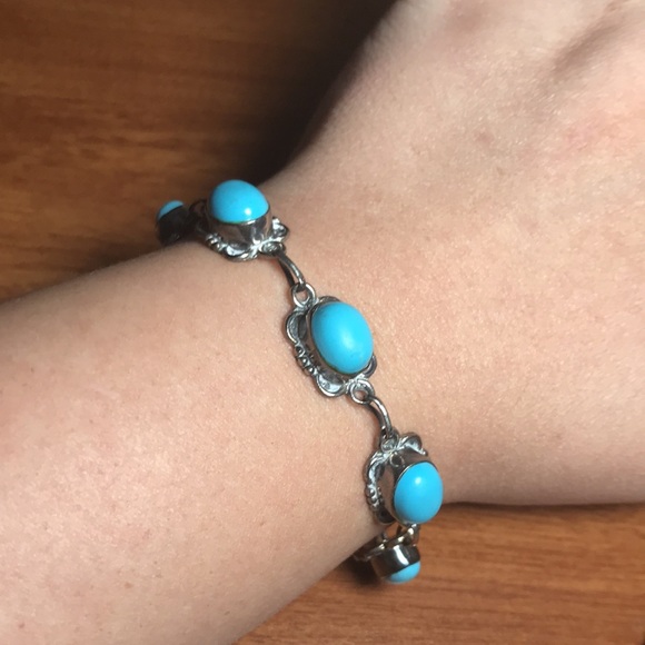 Sterling Silver and Turquoise Bracelet - Picture 2 of 6